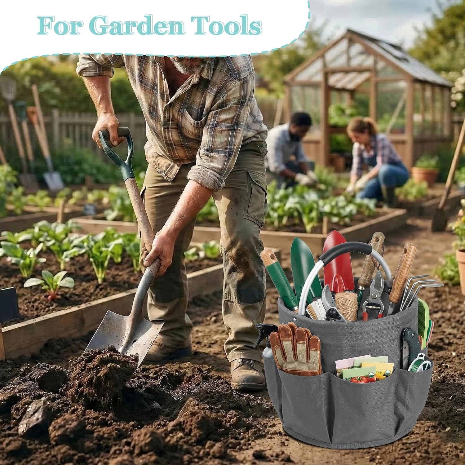 Tool Bag 17L Bathroom Tote Caddy W/ Handle Garden Tool Organizer Foldable Tool