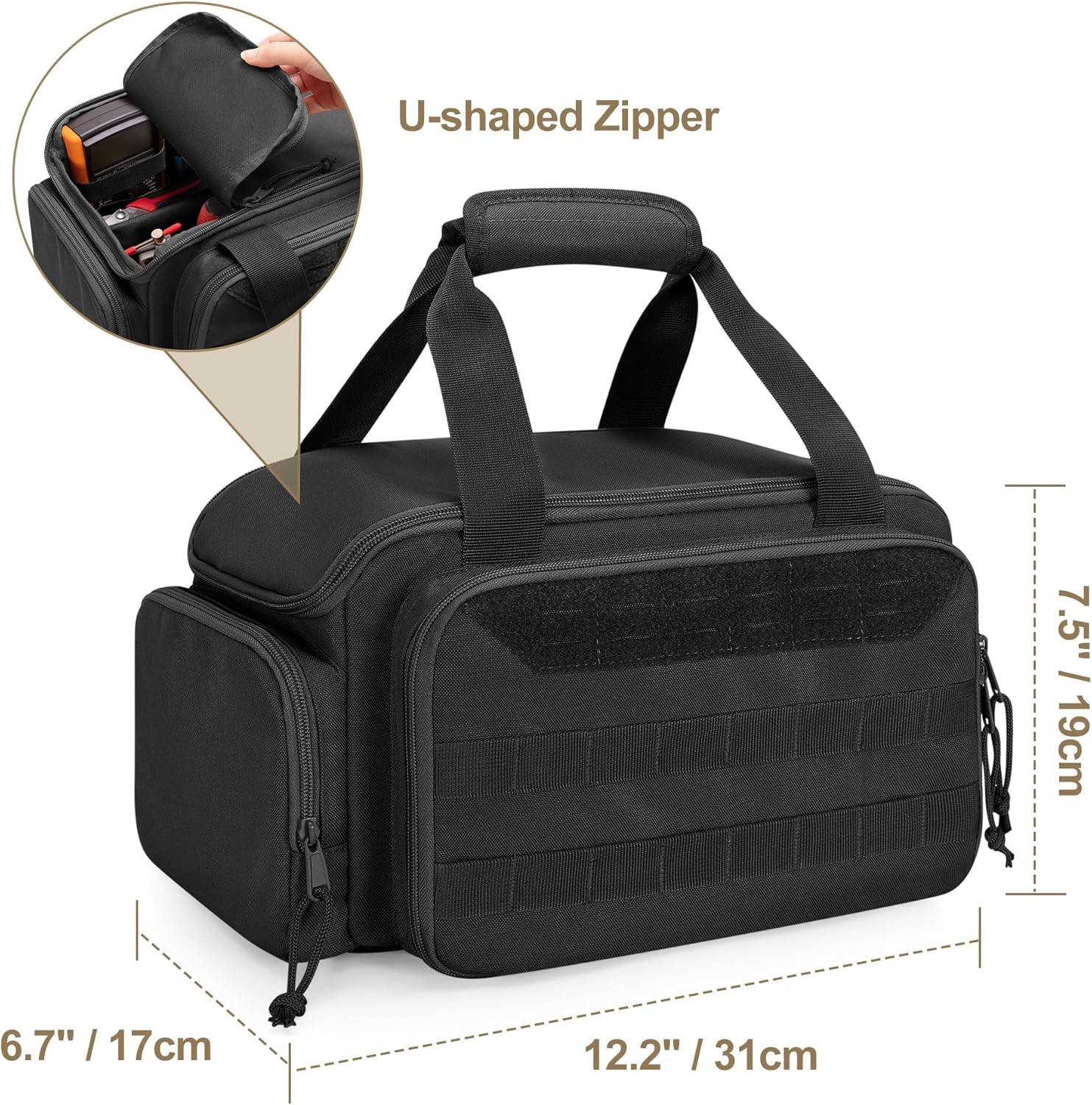 12-Inch Tool Bag with Anti-friction Bottom, Hand Storage Organizer Black