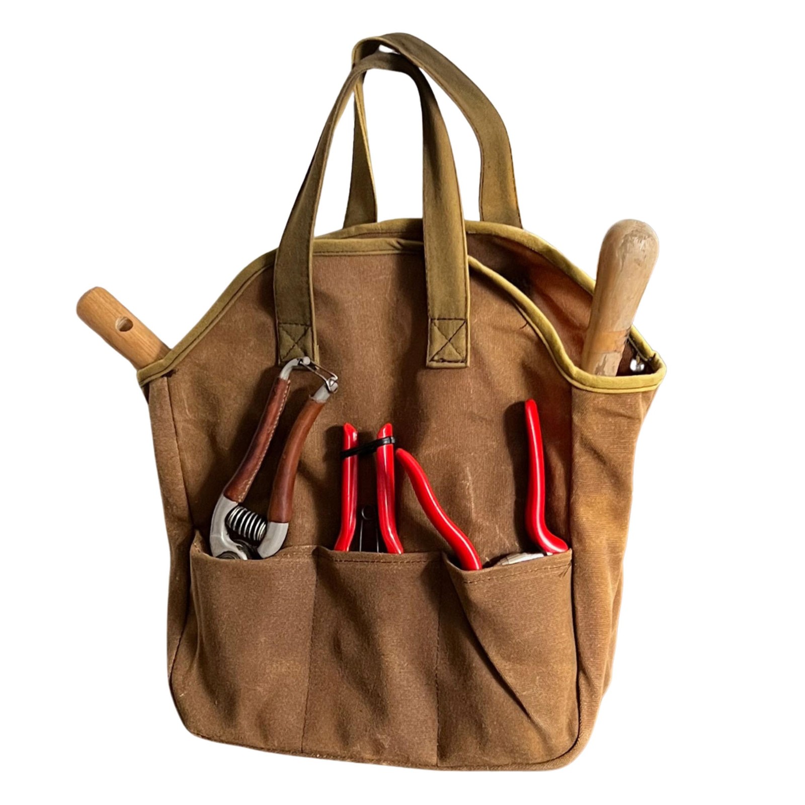 Garden Tool Bag – 12×14” Heavy Duty Waxed Canvas Tote Bag Caddy with 6 Interi…