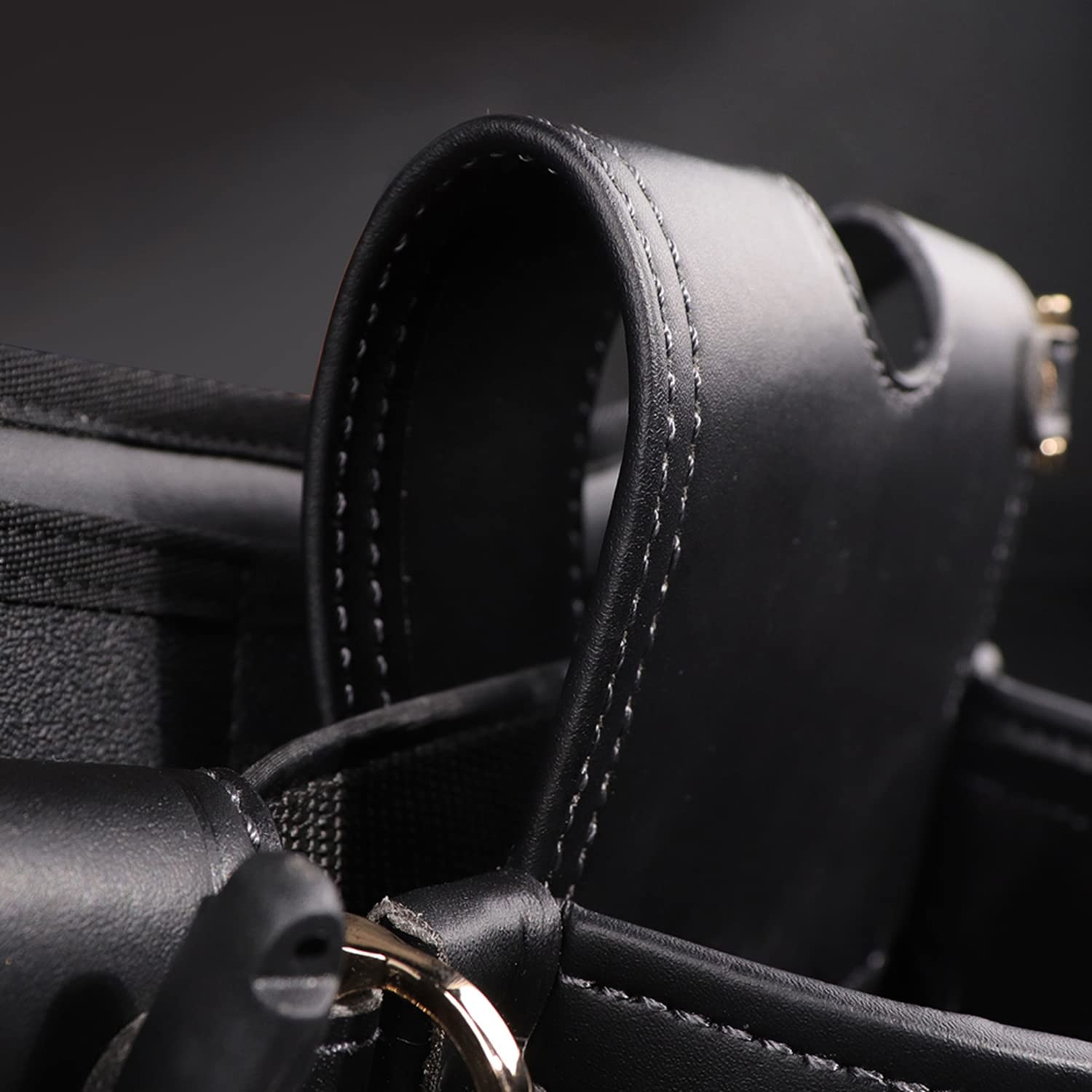 Fujiya AB-32BG Tool Pouch 2-Tier Thin Type Black Gold Light PU Leather Series