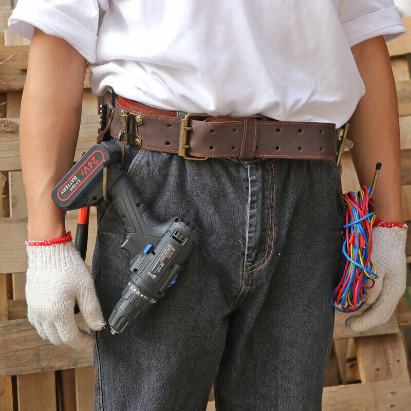 TOURBON Leather 2″ Electrician Tool Belt Hammer Scaffolding Holder Drill Holster
