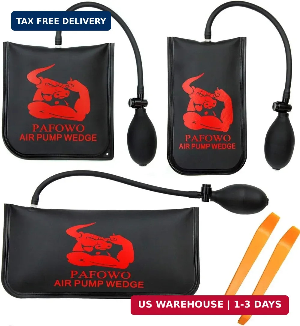 3 Pcs Commercial Air Wedge Bag Pump Leveling Kit Inflatable Shim Tool 300LB S M