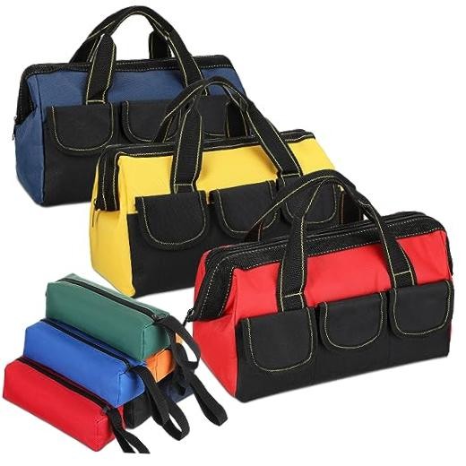 9 Pcs Tool Bag for Men 3 Heavy Duty Wide Mouth Tool 13 Inch Blue Red Yellow
