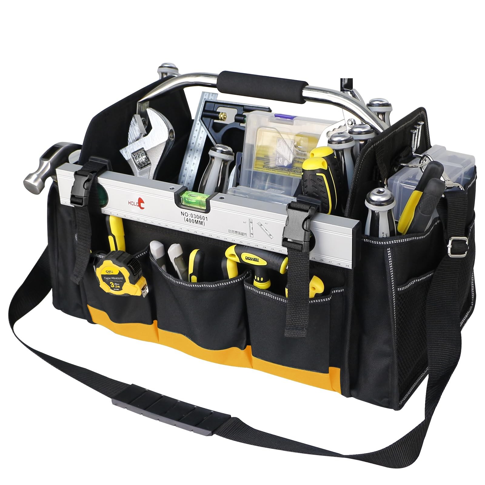 18 Inch Open Tool Bag, Tool Bags for Men with 30 Pockets, 1680D Waterproof Fabri