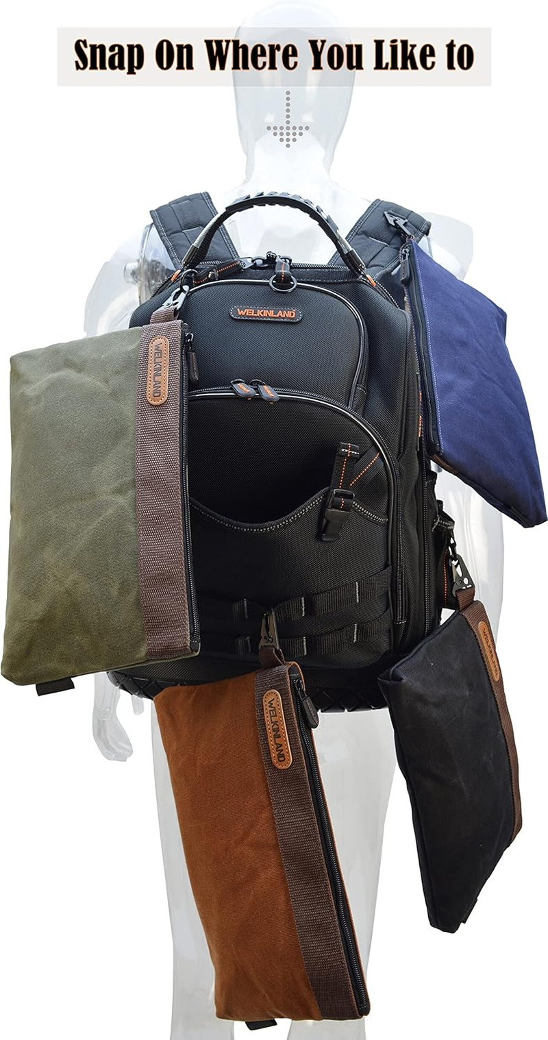 Heavy-Duty Canvas Tool Pouch, 4PCS Tool Pouches, 12″ Tool Pouch, Waxed Canvas Zi