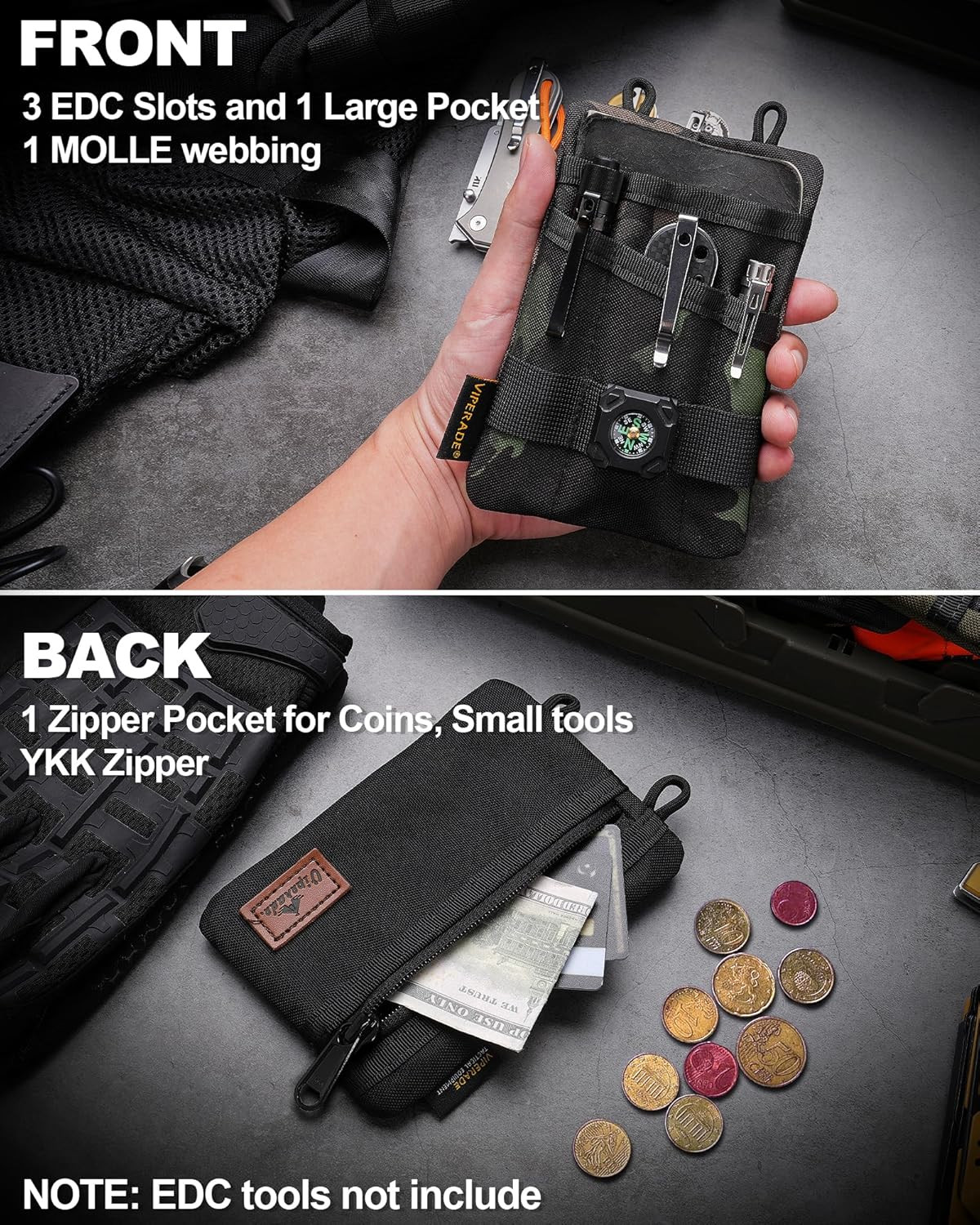 VE1 Pocket Organizer, EDC Pouch for Men, EDC Organizer Storage EDC Gears, Multit