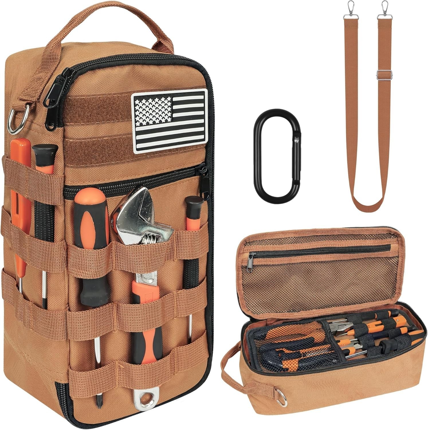 13 Inch Portable Small Tool Bag, Heavy Duty Tool Organizer Bag with Shoulder Str