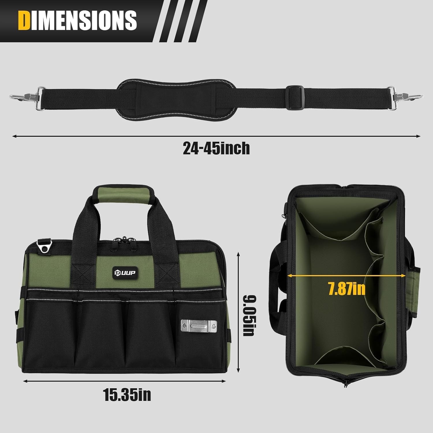 Heavy Duty 15-Inch Tool Bag with 16 Pockets – Ultimate Organization for Tools