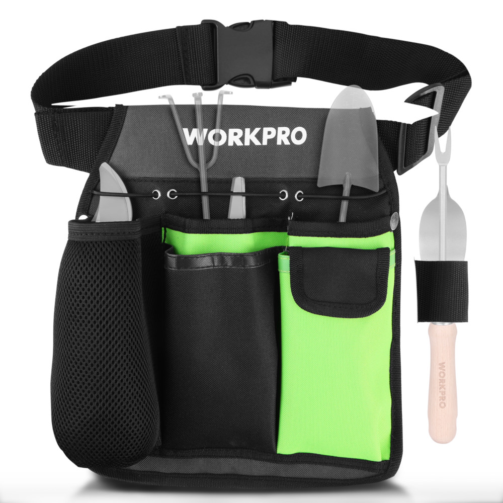 WORKPRO Garden Tool Belt 5-Pocket Single Side Pouch Utility Garden Waist Bag New