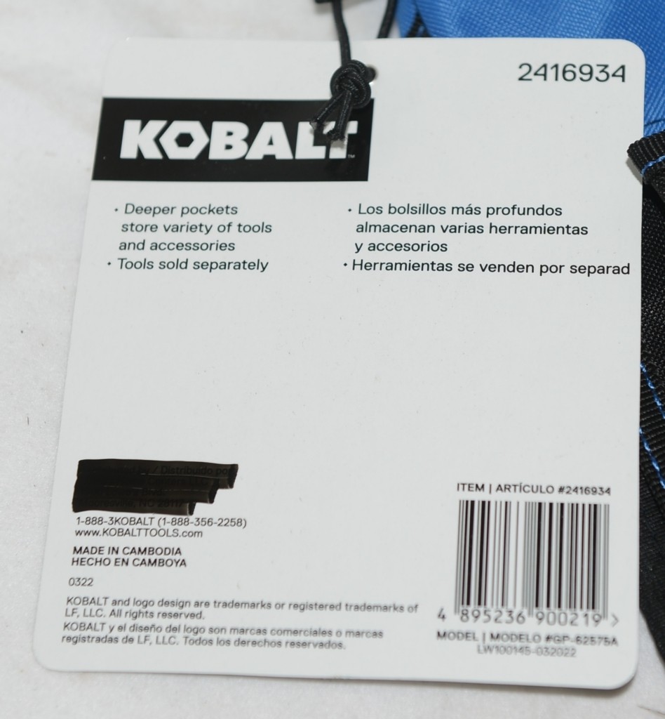 Kobalt 2416934 Heavy Duty Blue Black 26 Pocket Bucket Organizer