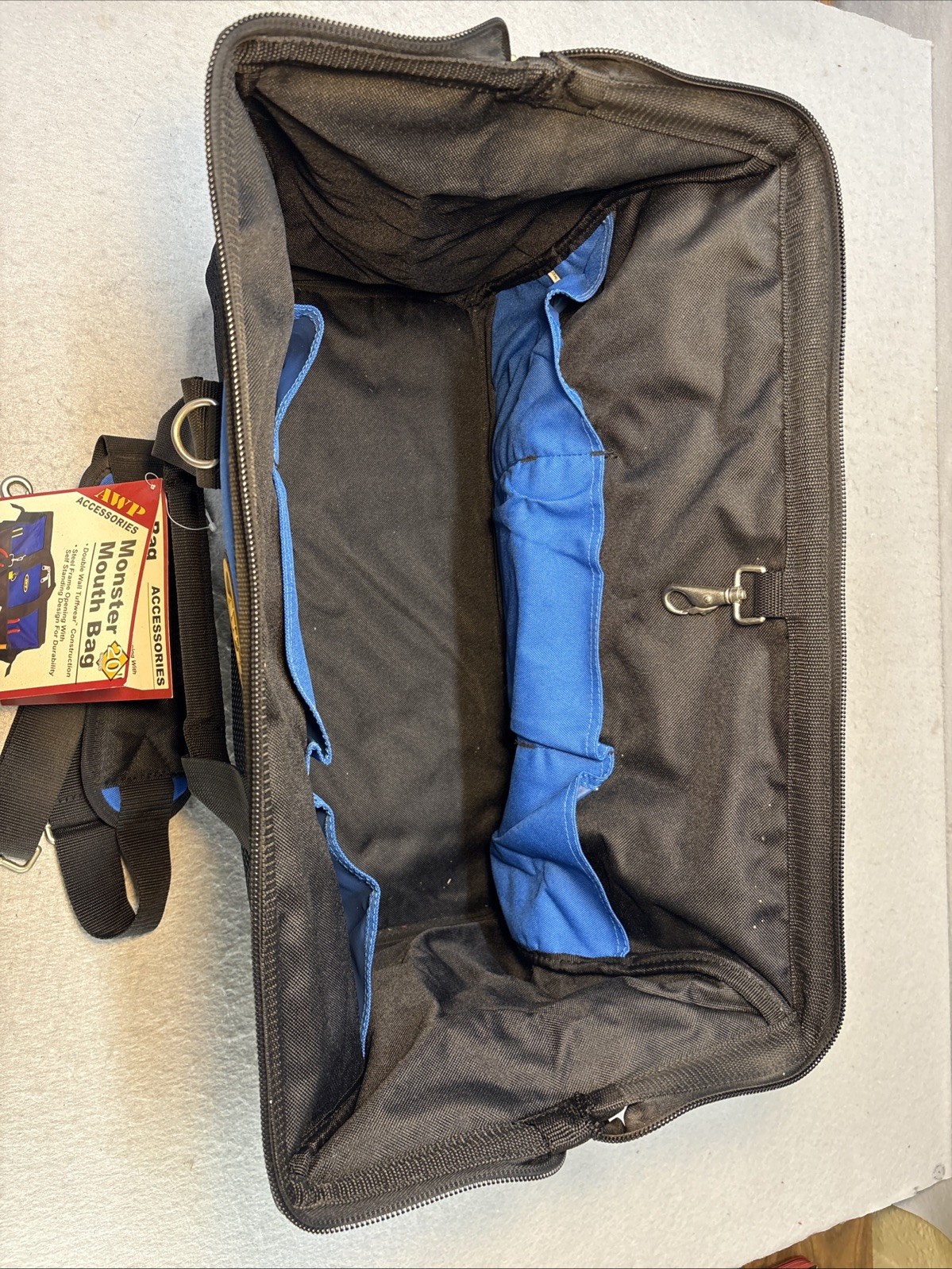 AWP Tool 20” Premium Tool Bag, Black & Blue NEW Contractors Tool Bag
