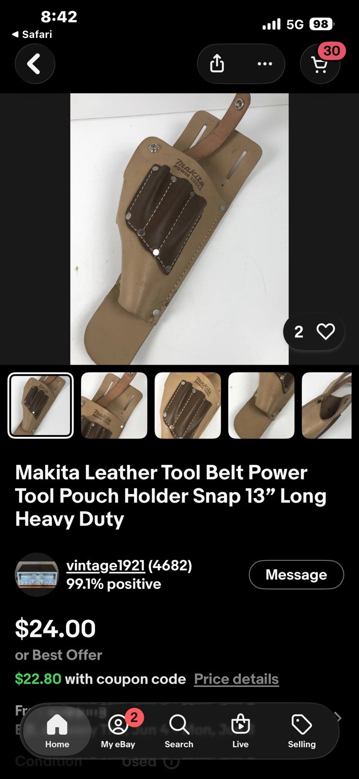 Makita Leather Drill Holster Right-Hand Power Tools