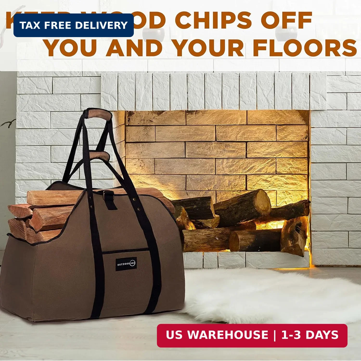 Firewood Bag Carrier – Extra Large Wood Bag for Firewood-Water Resistant Carryin