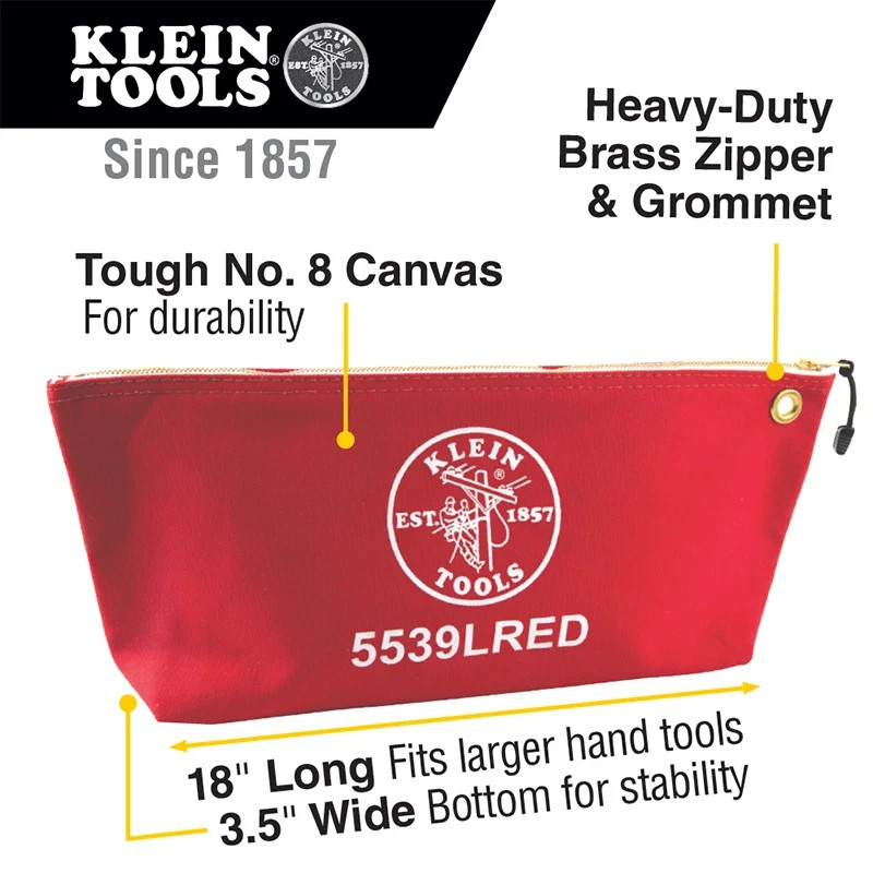 Klein Tools 5539LRED Canvas Bag with Zipper, Large RedView Sold History