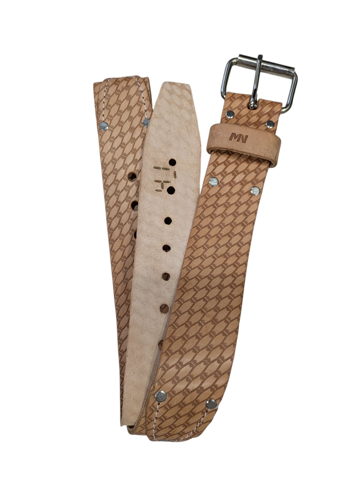 McGuire Nicholas 960 Roller Buckle Belt 2″ Tan Saddle Leather 41 Heavy Duty NEW
