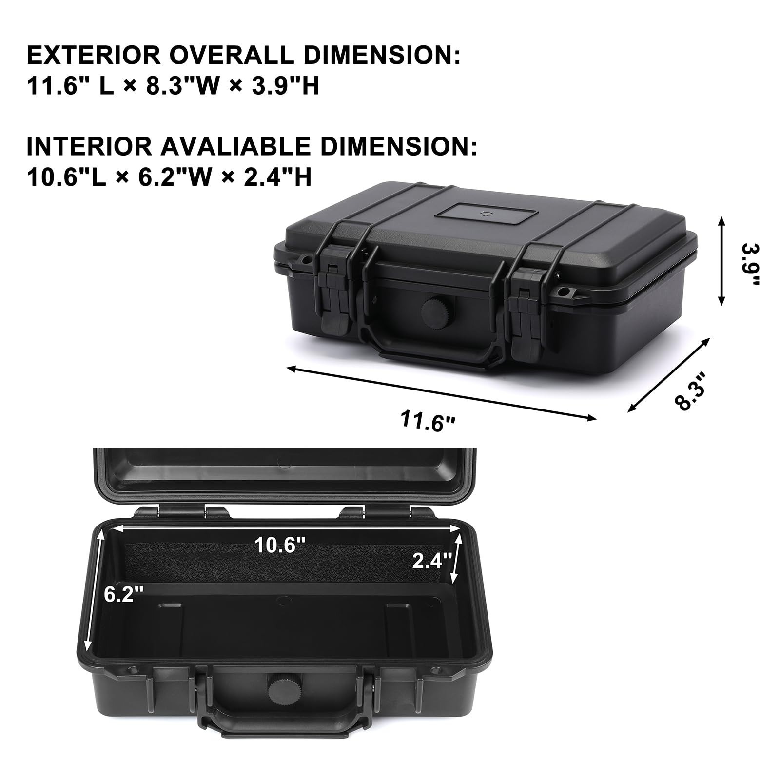 Mayouko Portable Tool Box Waterproof Shockproof Hard Case 11.6″L x 8.3″W