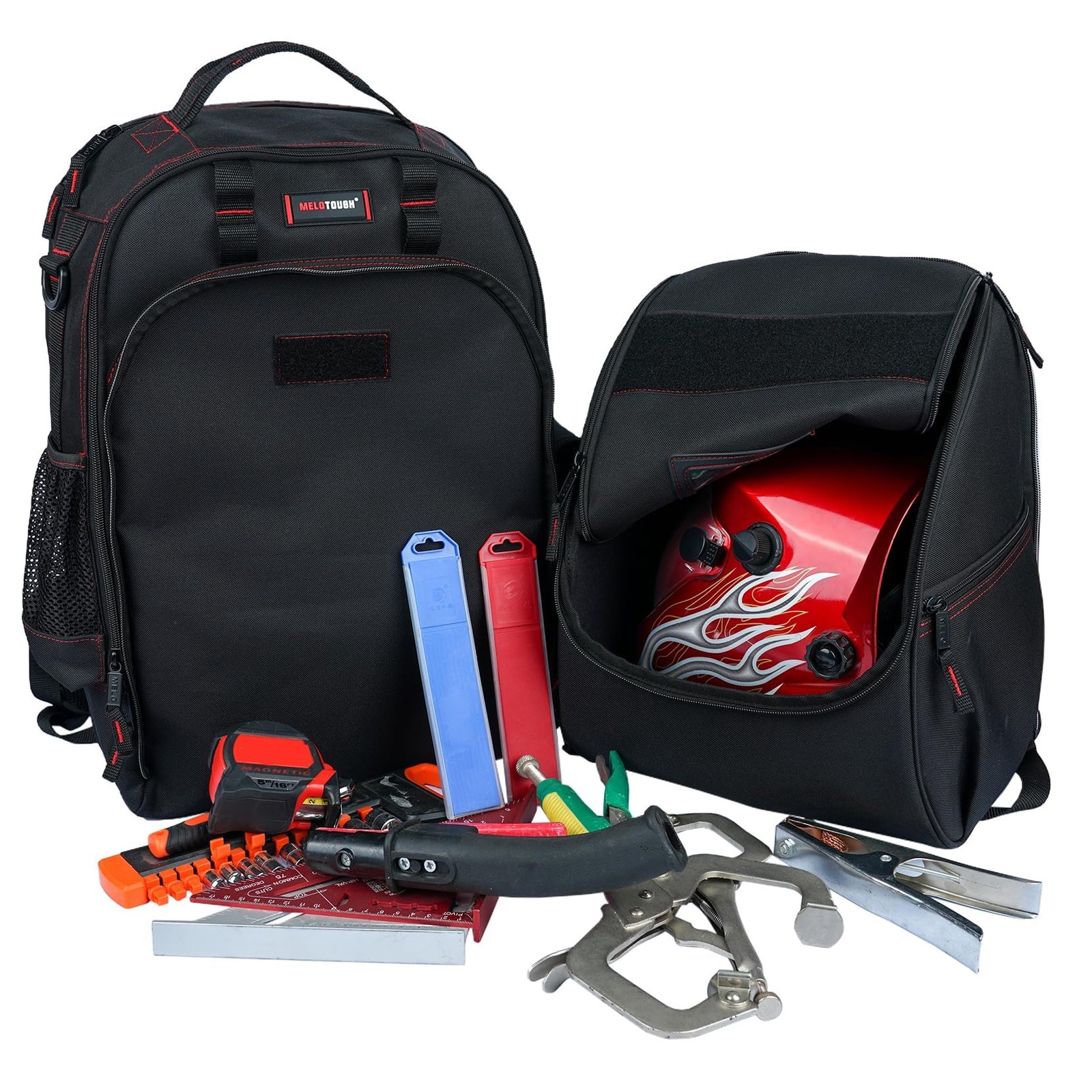 MELOTOUGH Welding Tool backpack for Tools and Helmet Extreme Gear Pack with Larg