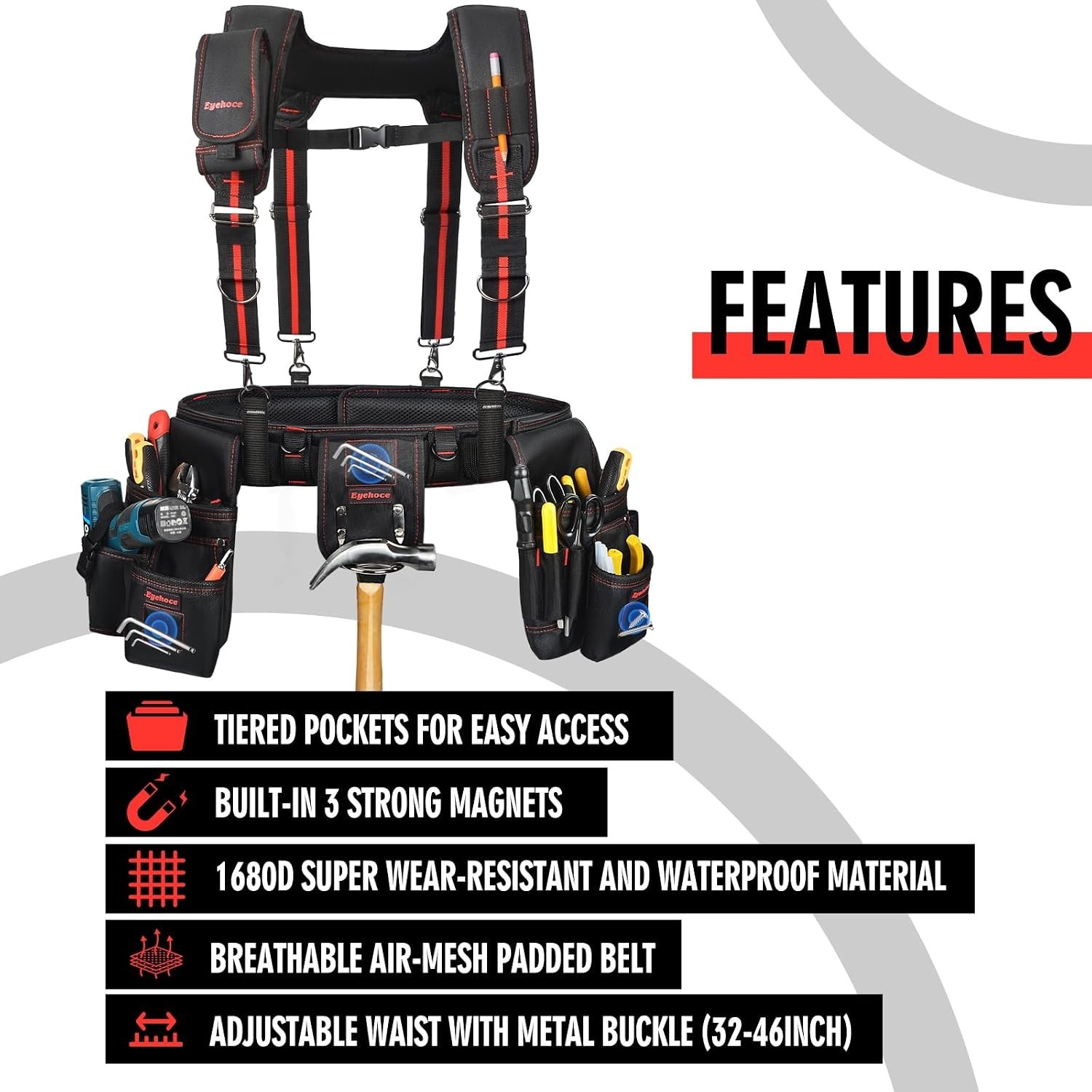 Adjustable Tool Rig with 18 Pockets – Ideal for Carpenters & Electricians