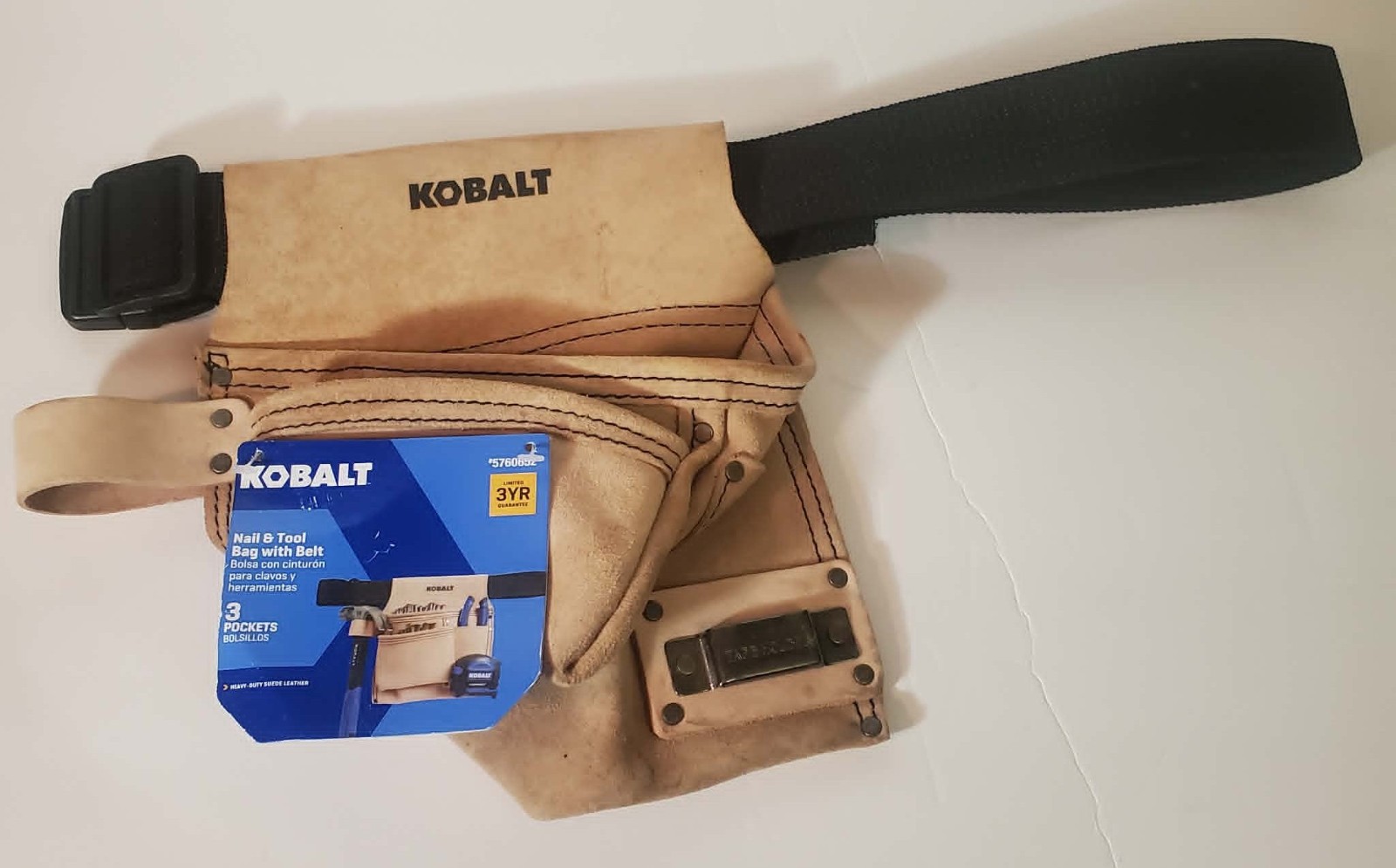 Kobalt Suede Nail and Tool Bag with Poly Web Belt