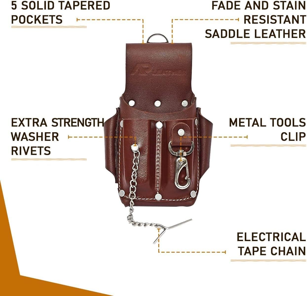 Ap-Leather Pro-5 Electrician Pouch Leather 5 Pocket