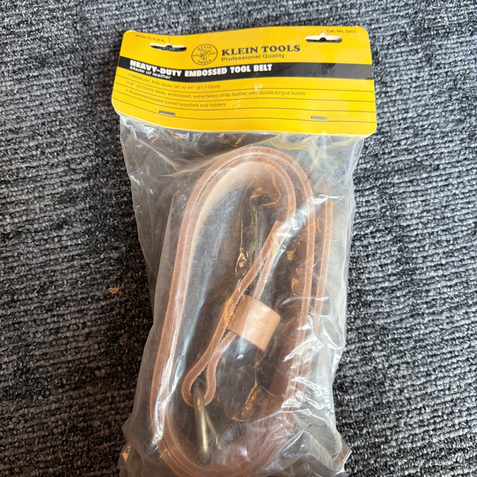 Klein Tools 5415L Heavy-Duty Embossed Leather Tool Belt Medium Made in USA NEW