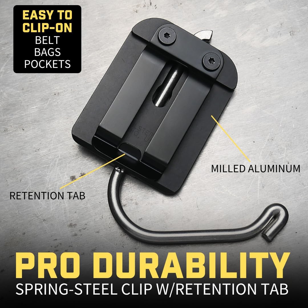 Tool Belt Utility Hook Holster Heavy Duty Steel Swivel Holder All Metal Black