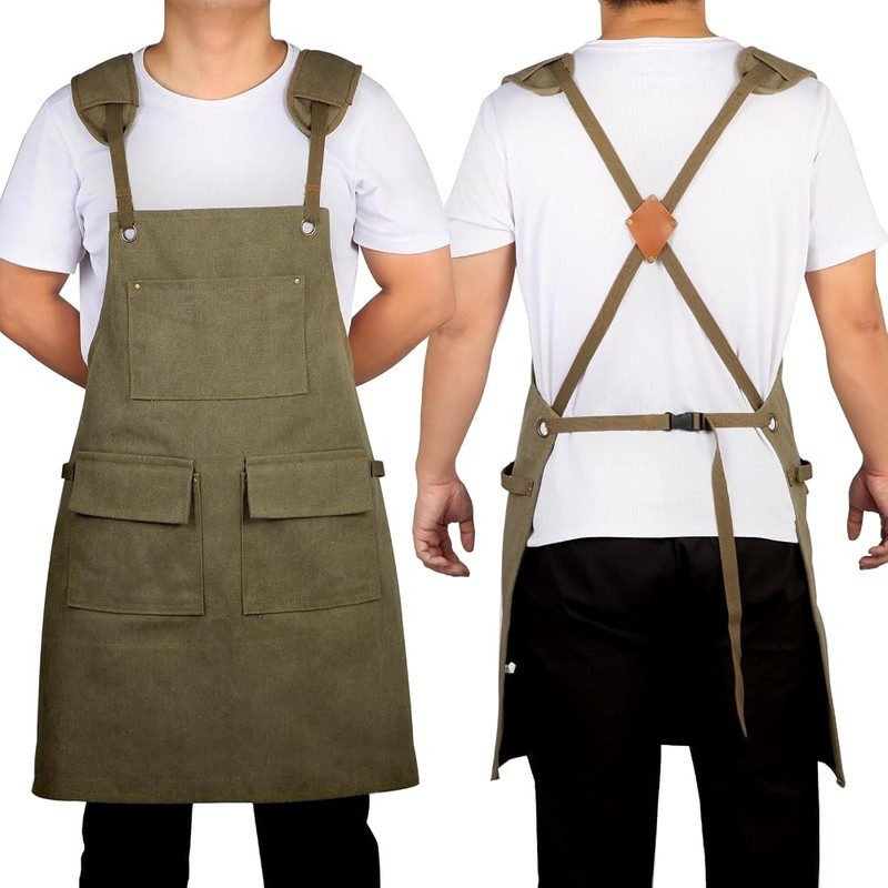 Waterproof Work Apron Adjustable Straps 4 Pockets Carpenters Technicians New