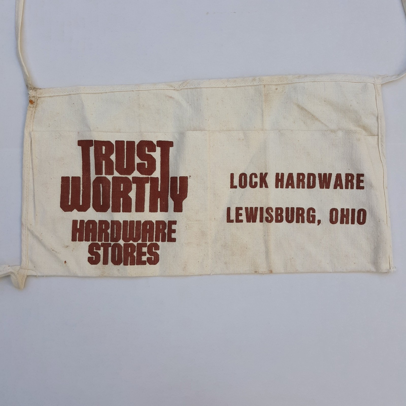Vtg Lewisburg Ohio LOCK HARDWARE Trust Worthy Cloth Carpenter Waist Nail Pouch