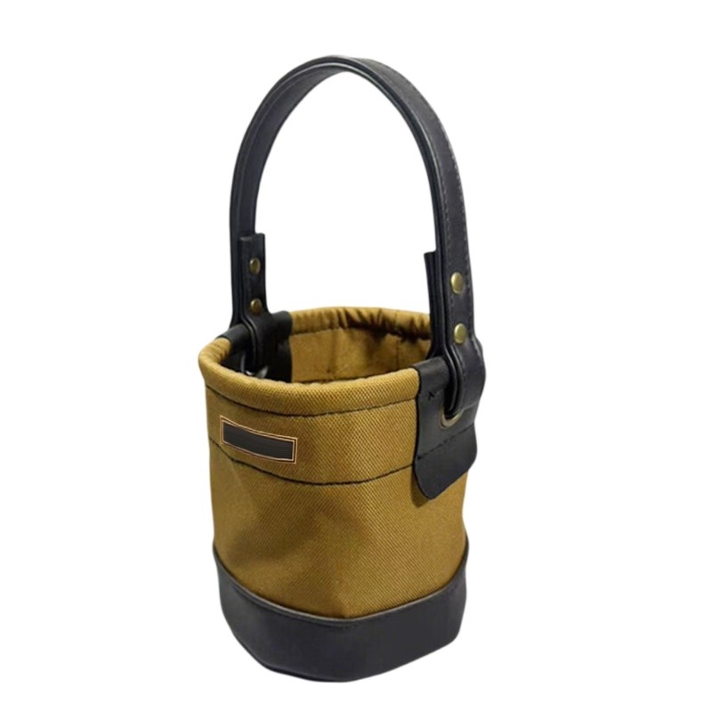Waterproof Cloth Small Tool Bucket Bag With Reinforced Leather Bottom Bucket