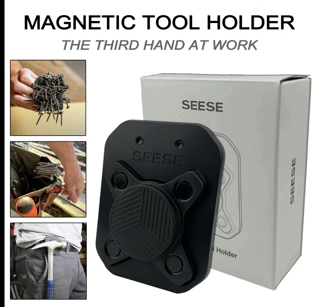 SEESE Magnetic Tool Holder-Clip-On Belt Magnet for Screws,Nails,Hammers,Sockets