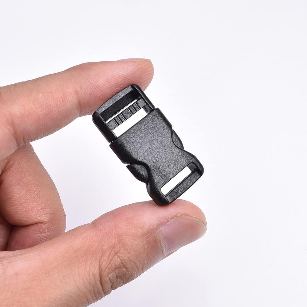 10pcs 1/2″(12.5mm) Side Release Buckles Plastic Black Quick Adjustable Buckle
