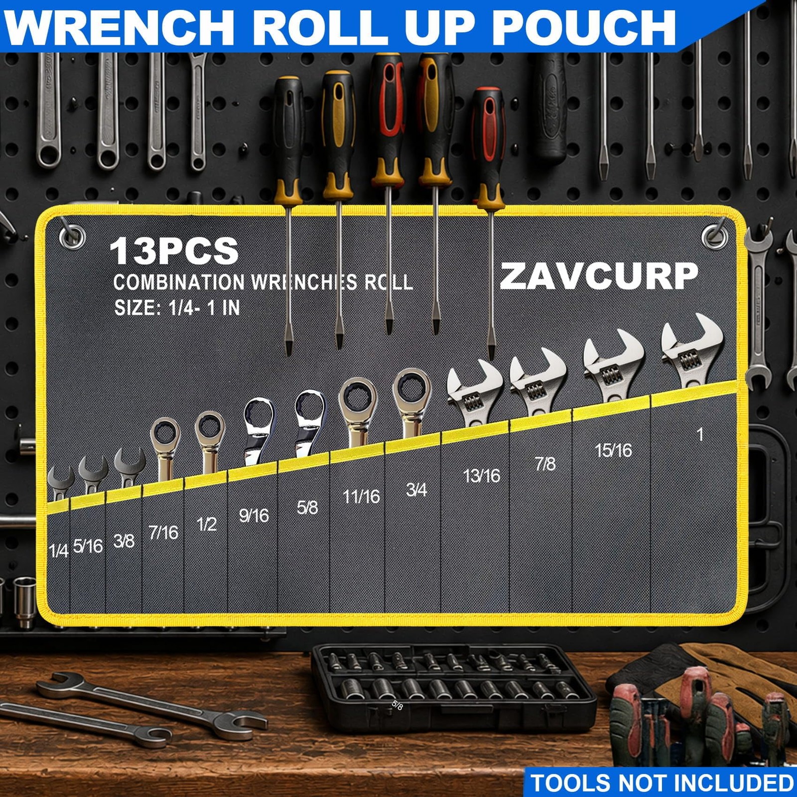 Wrench Roll Up Pouch Tool Organizer Bag Heavy Duty Oxford Cloth 25 Pockets