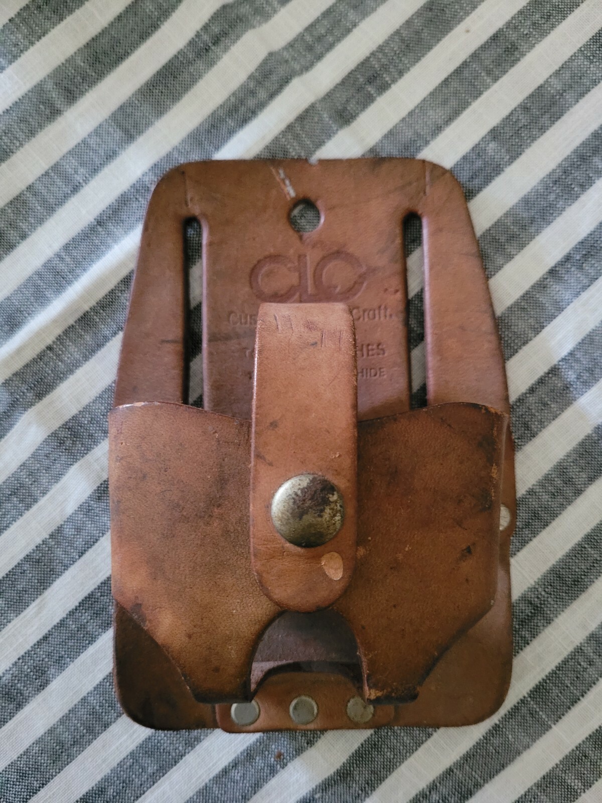 Vtg Leather CLC Tool belt Hammer Tape Single Pouch Farmhouse Country wall decor