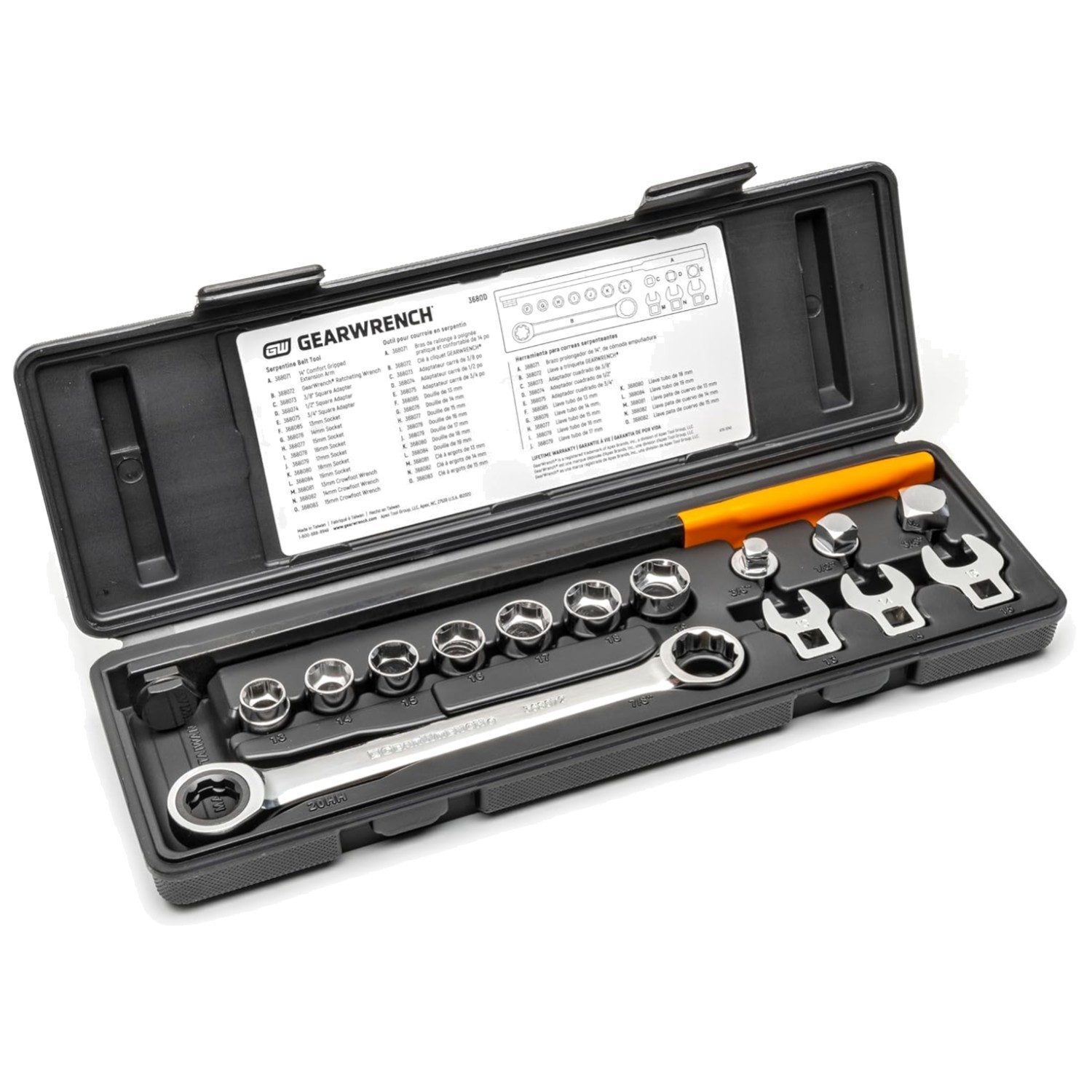 15-Piece Ratcheting Tool Set | Serpentine Belt Removal