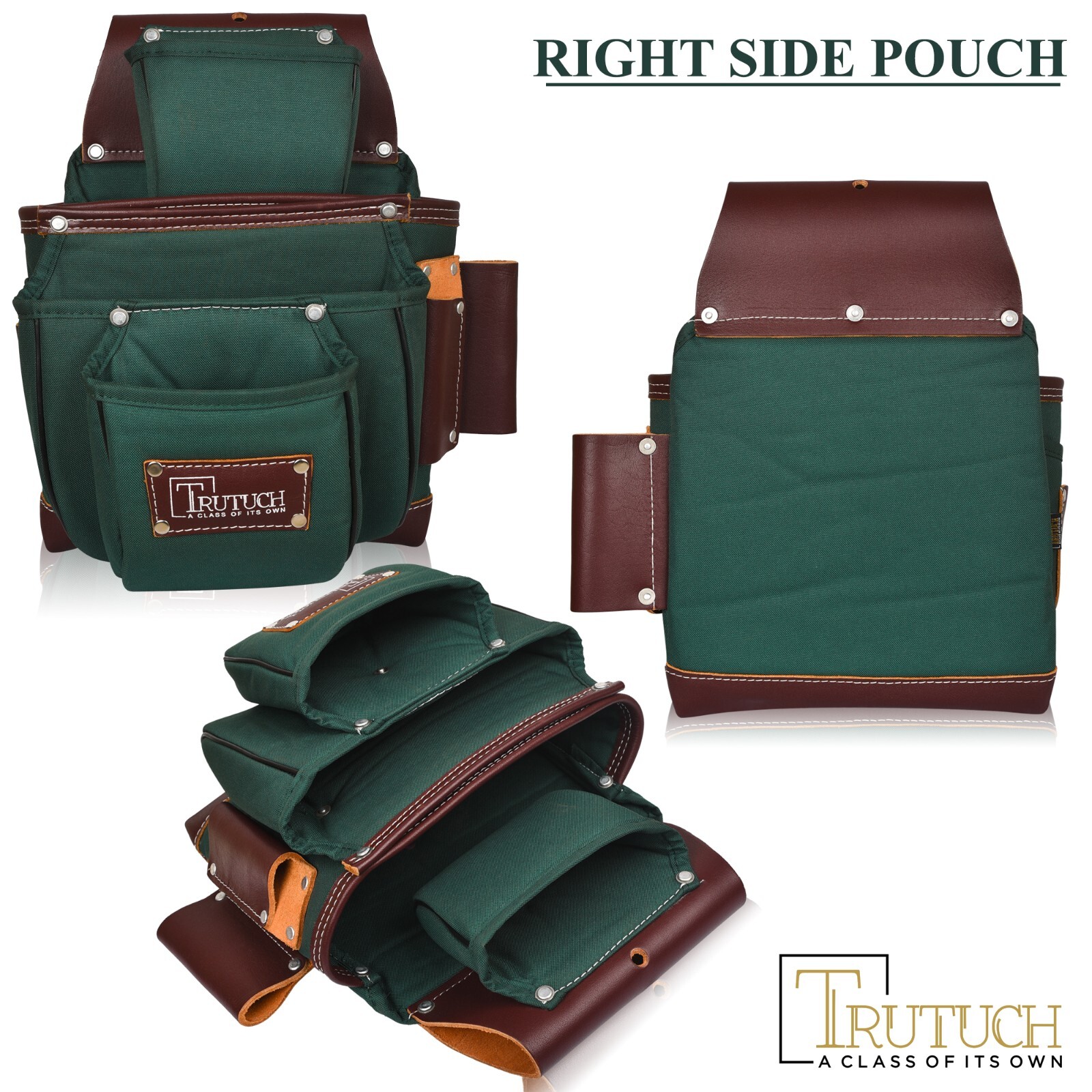 Trutuch Green Nylon & Leather Tool Belt with Nylon Work Suspender | Tool Belts