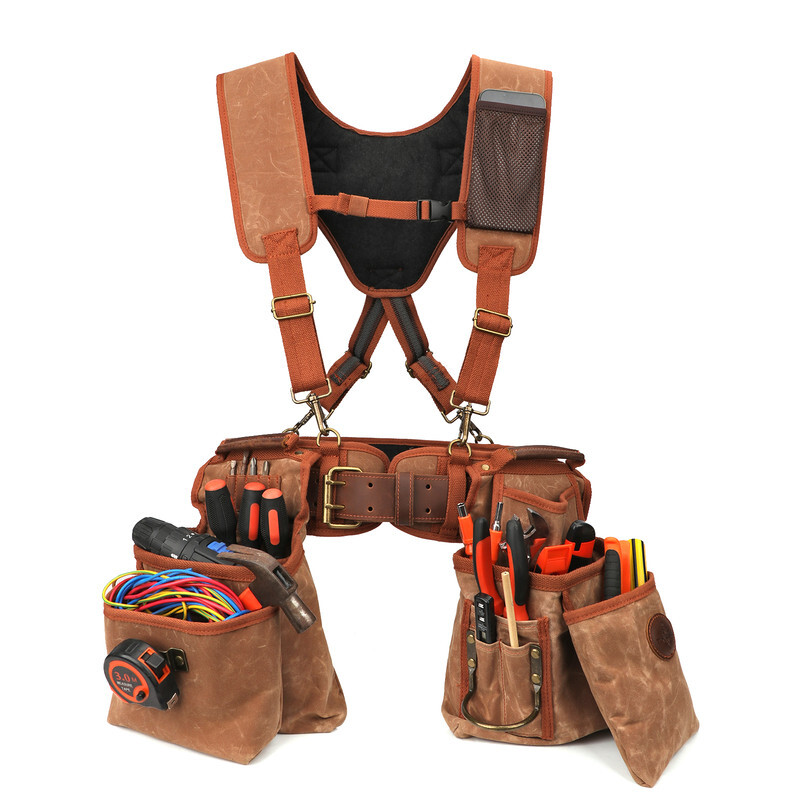 TOURBON Electrician/Carpenter/Framer Tool Contractor Vest Suspender Rig Beltbag