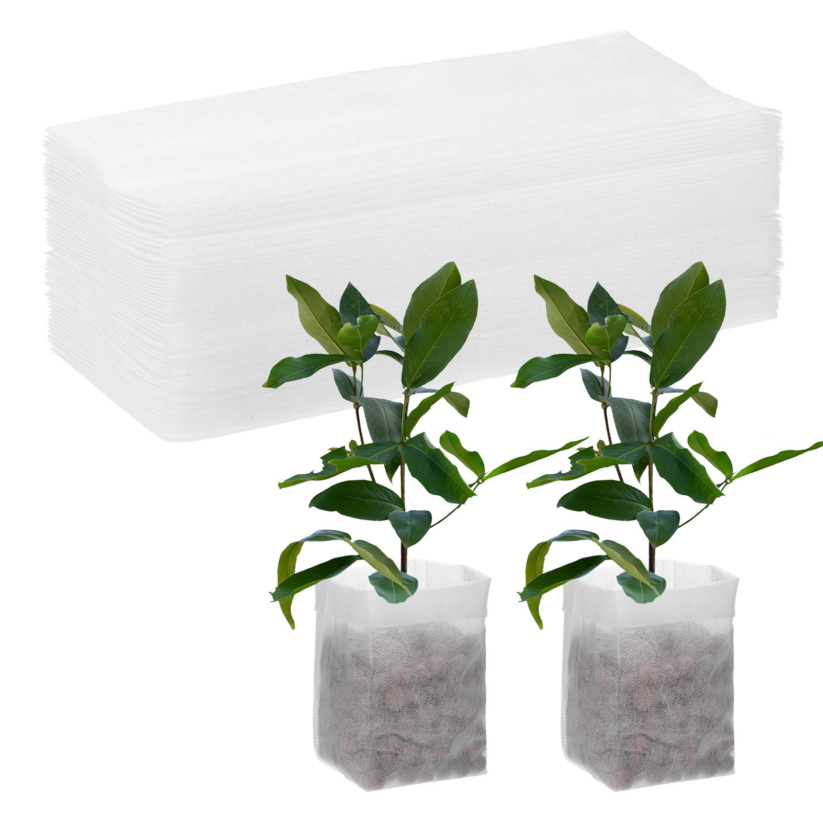 400-Pack Nursery Growing Bags, 7.1″ x 6.3 ” Fabric Plant Growing Bags [White]