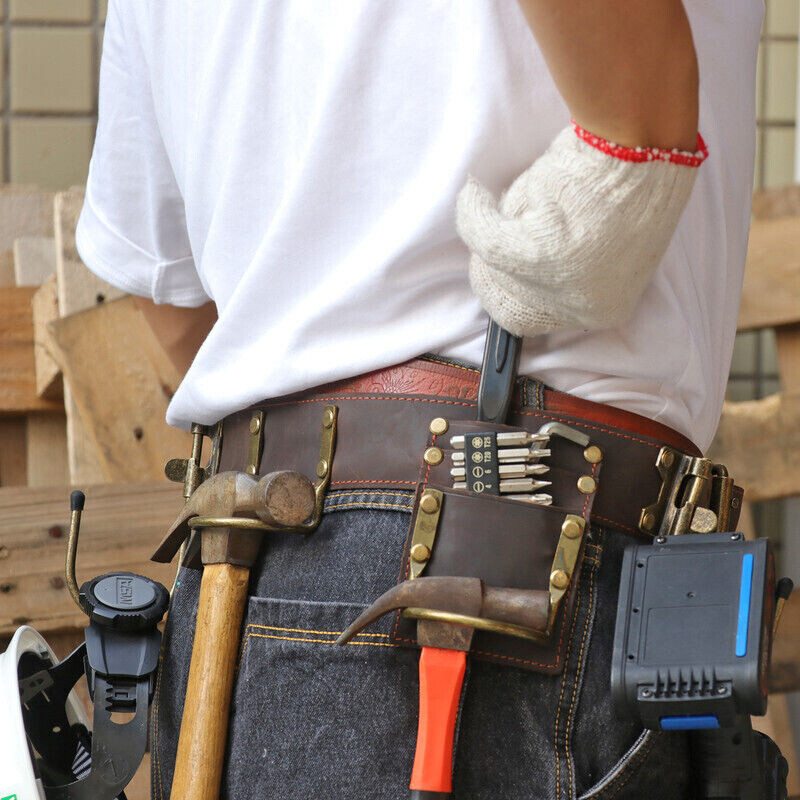 TOURBON Leather 2″ Electrician Tool Belt Hammer Scaffolding Holder Drill Holster