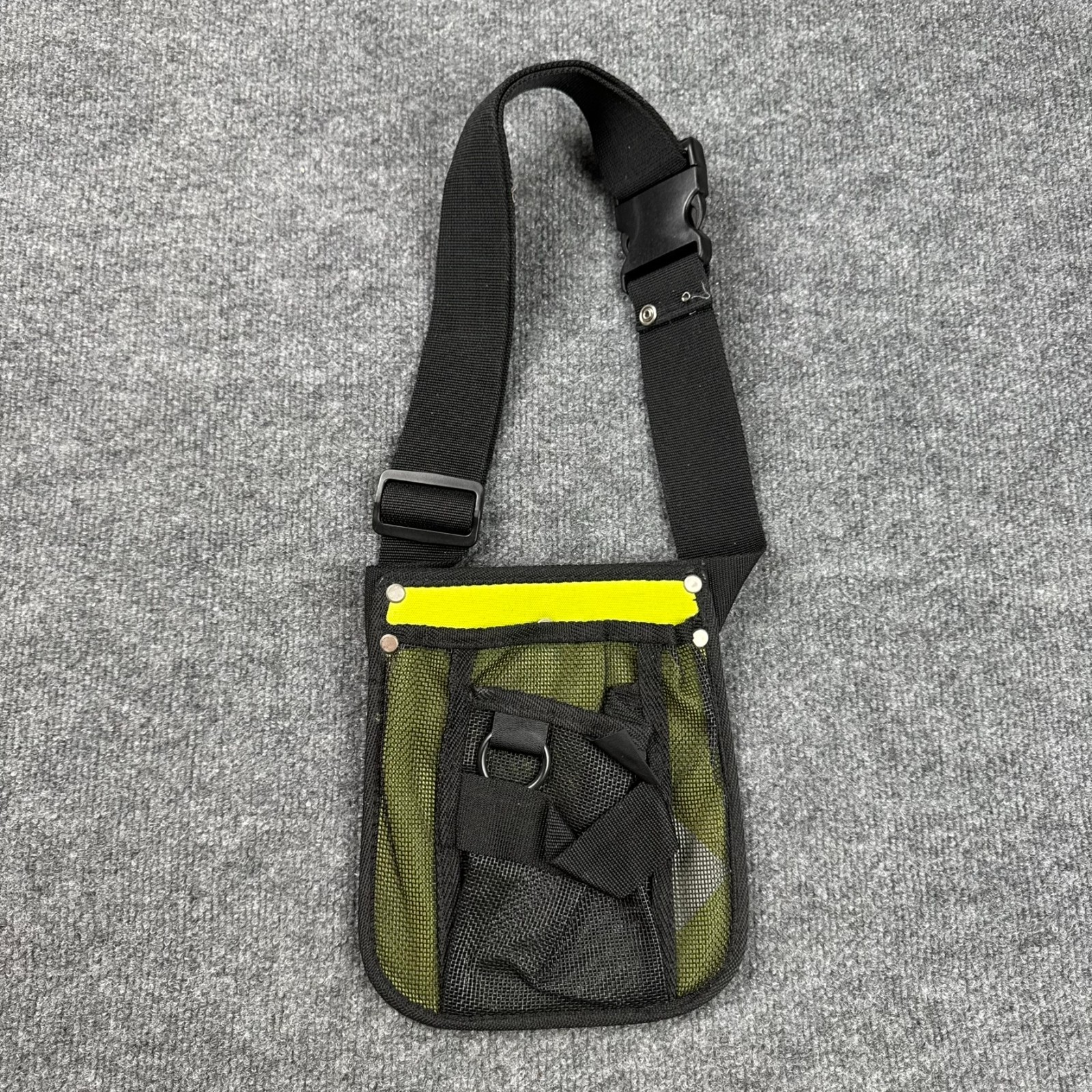 Womanswork Mesh Gardening Tool Belt Pouch Black Neon Adjustable Utility Hip Bag