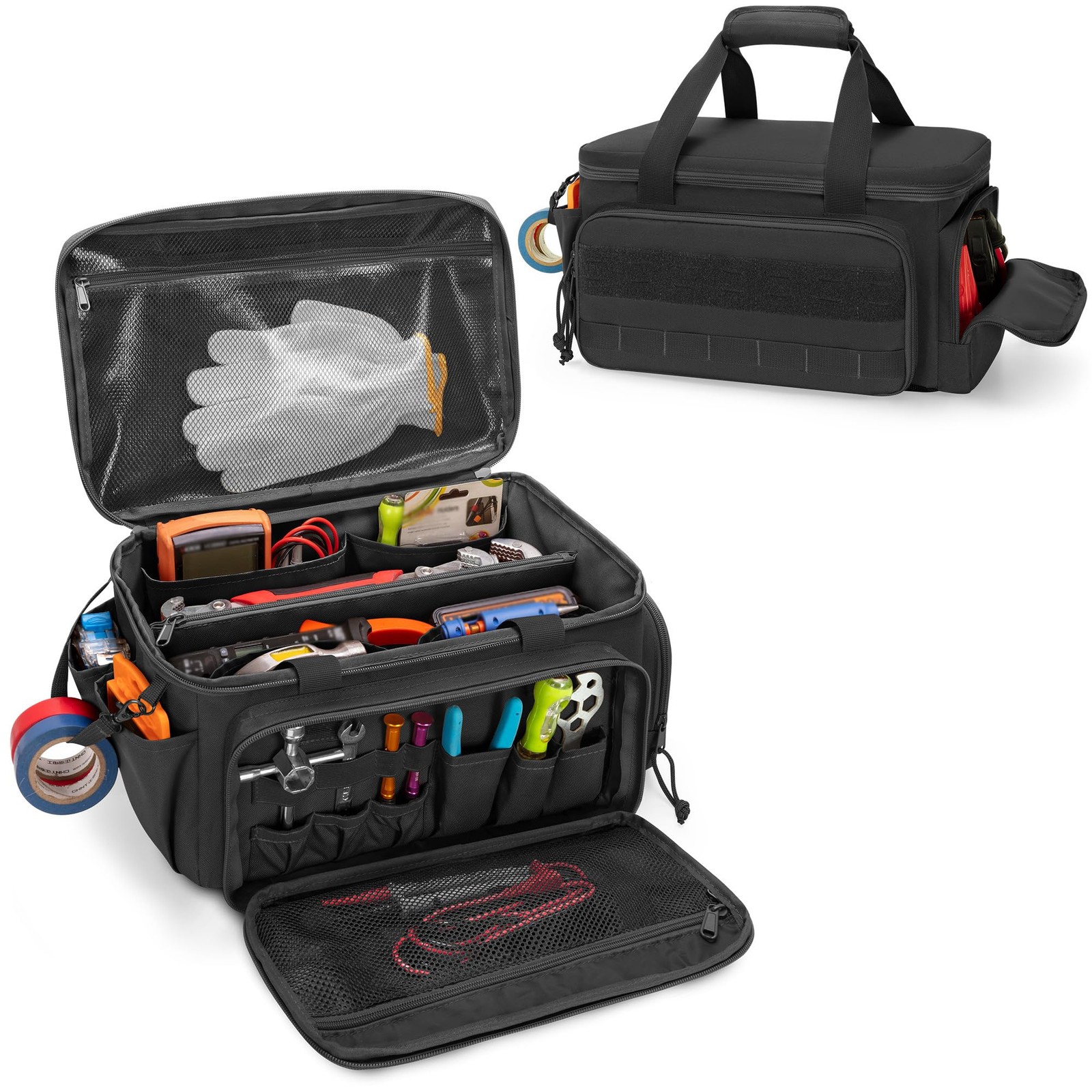Rexmica 14-Inch Tool Bag Anti-Friction Bottom Hand Tool Storage Organizer For