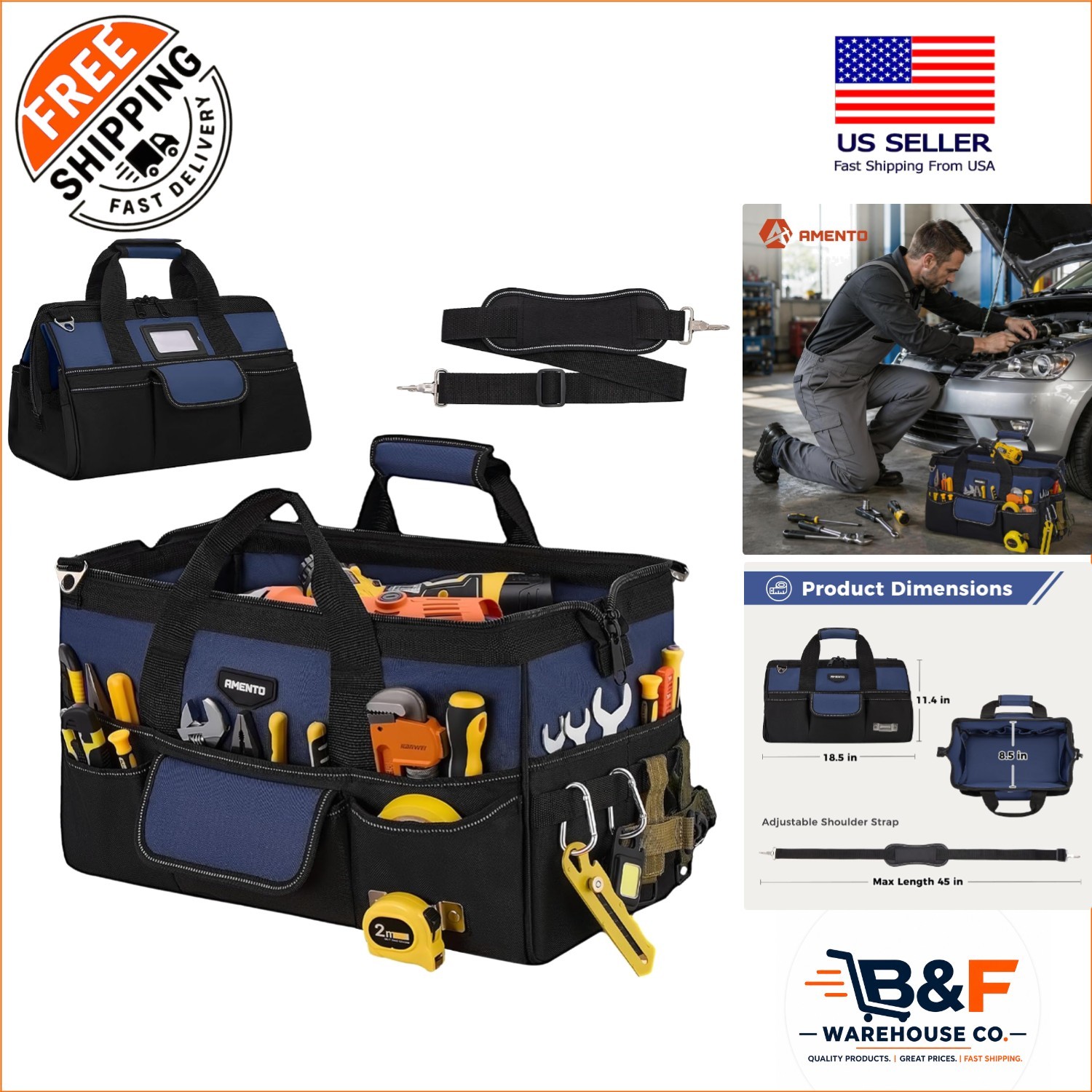 Durable 18-Inch Tool Tote with Dual Carry Options – Ideal for Tool Organization