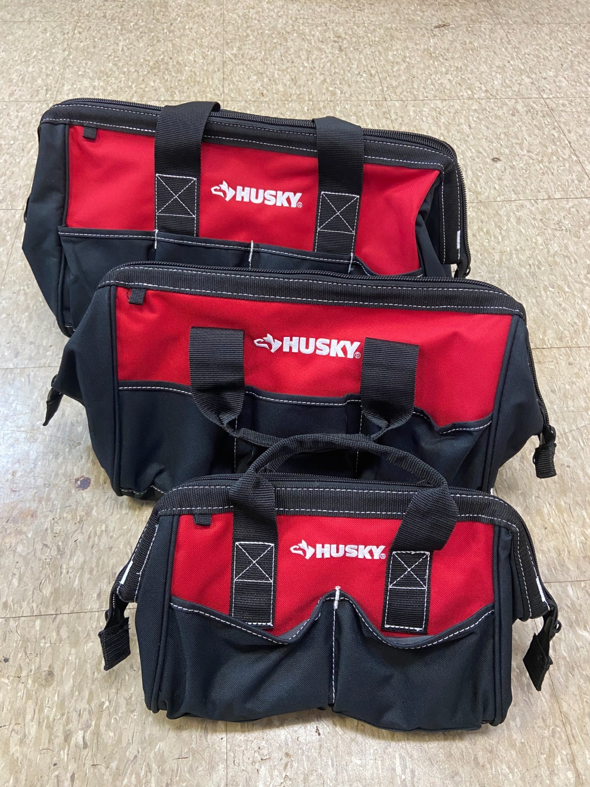 Husky Zippered 18″, 15″, & 12″ Tool Bags Lot Of All 3 Sized NEW
