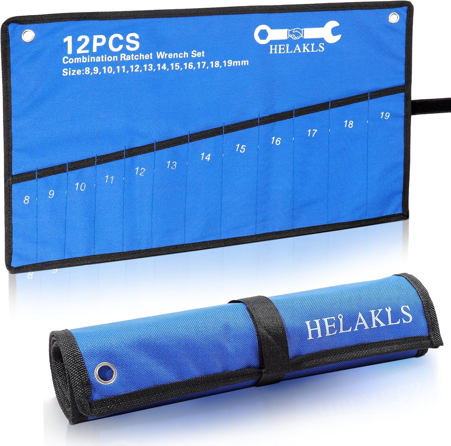 Tool Roll up Pouch Metric 12 Pocket (8-19Mm) Tool Roll Bag for Wrenches Organize