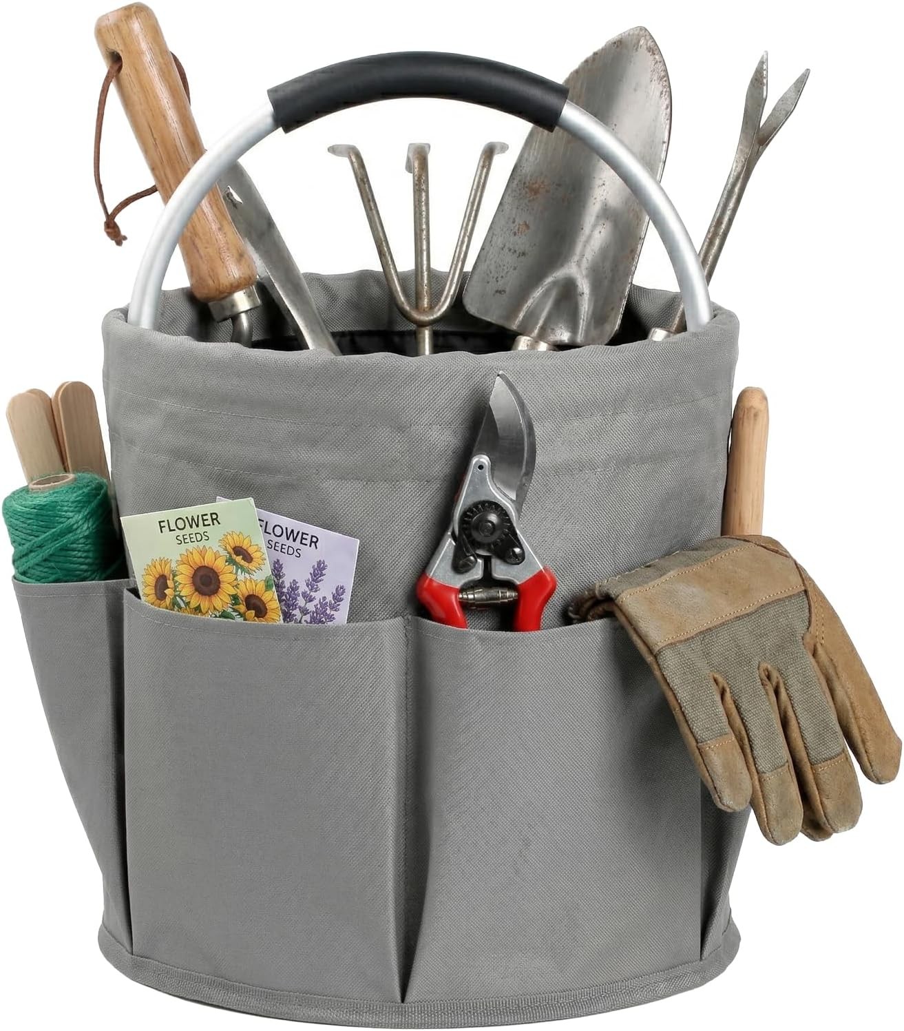 Tool Bag 17L Bathroom Tote Caddy W/ Handle Garden Tool Organizer Foldable Tool