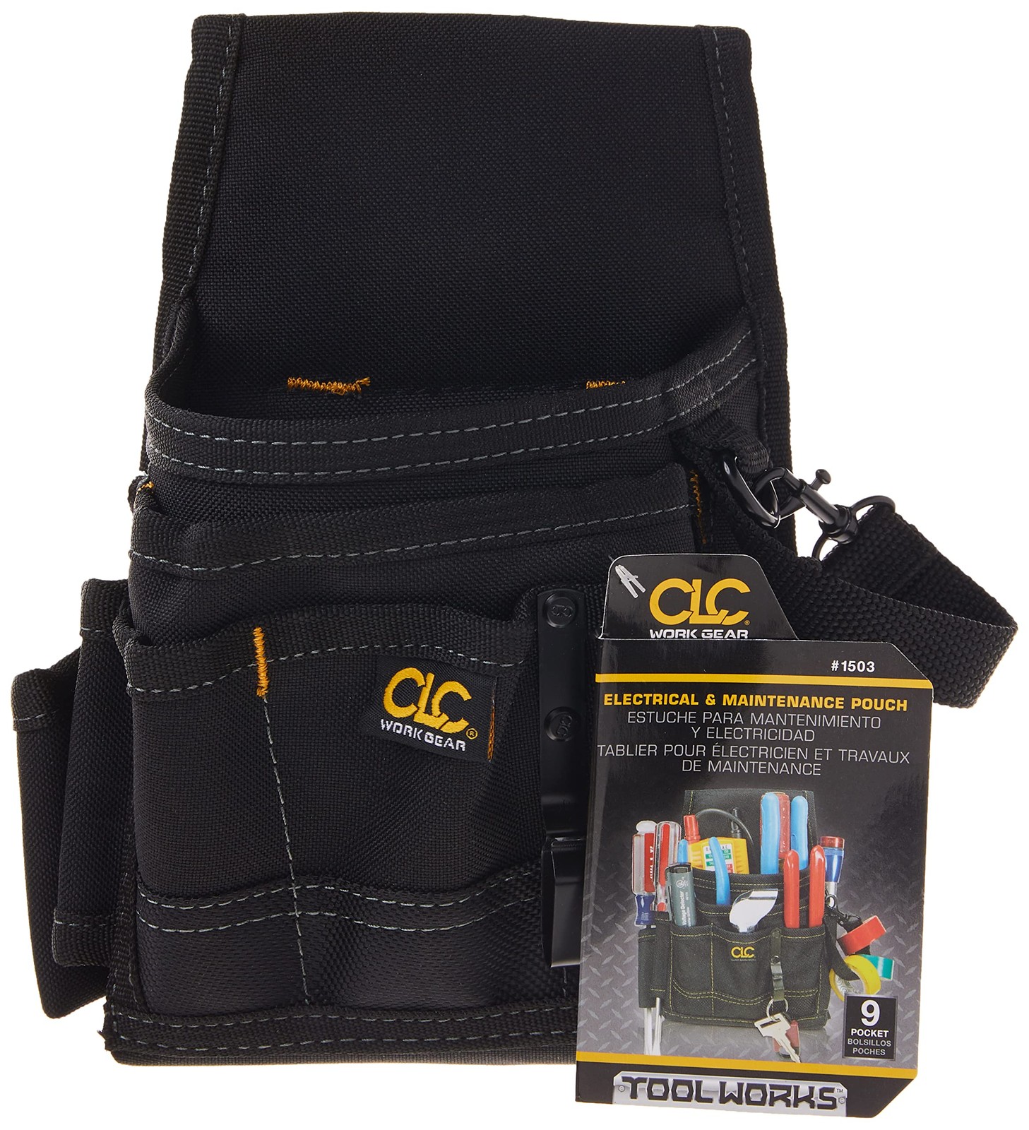 CLC 1503 Small Electrical Maintenance Pouch , Black , 9 POCKET