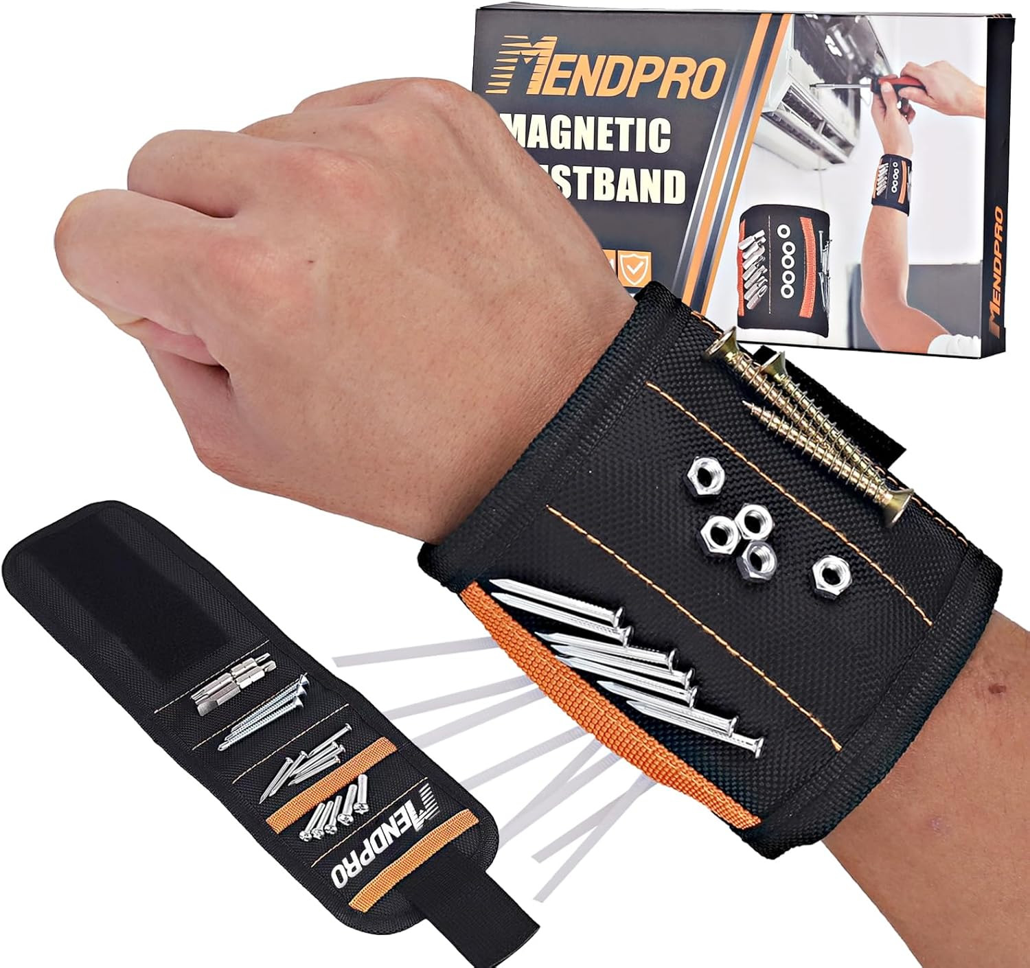 Magnetic Wristband for Tools, Screws, Nails and Drill Bits, Made from 15 Strong