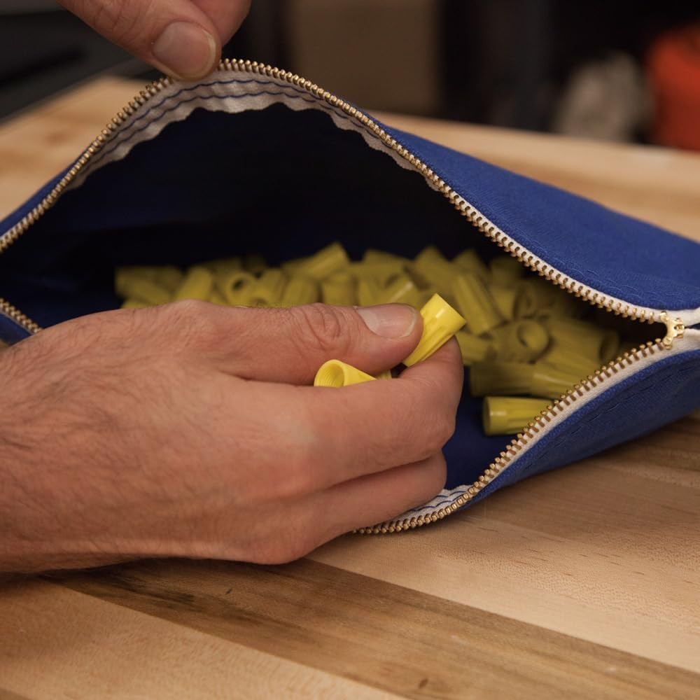 12.5 x 7-Inch Klein Tools Canvas Zipper Bags – Assorted Colors for Easy Sorting