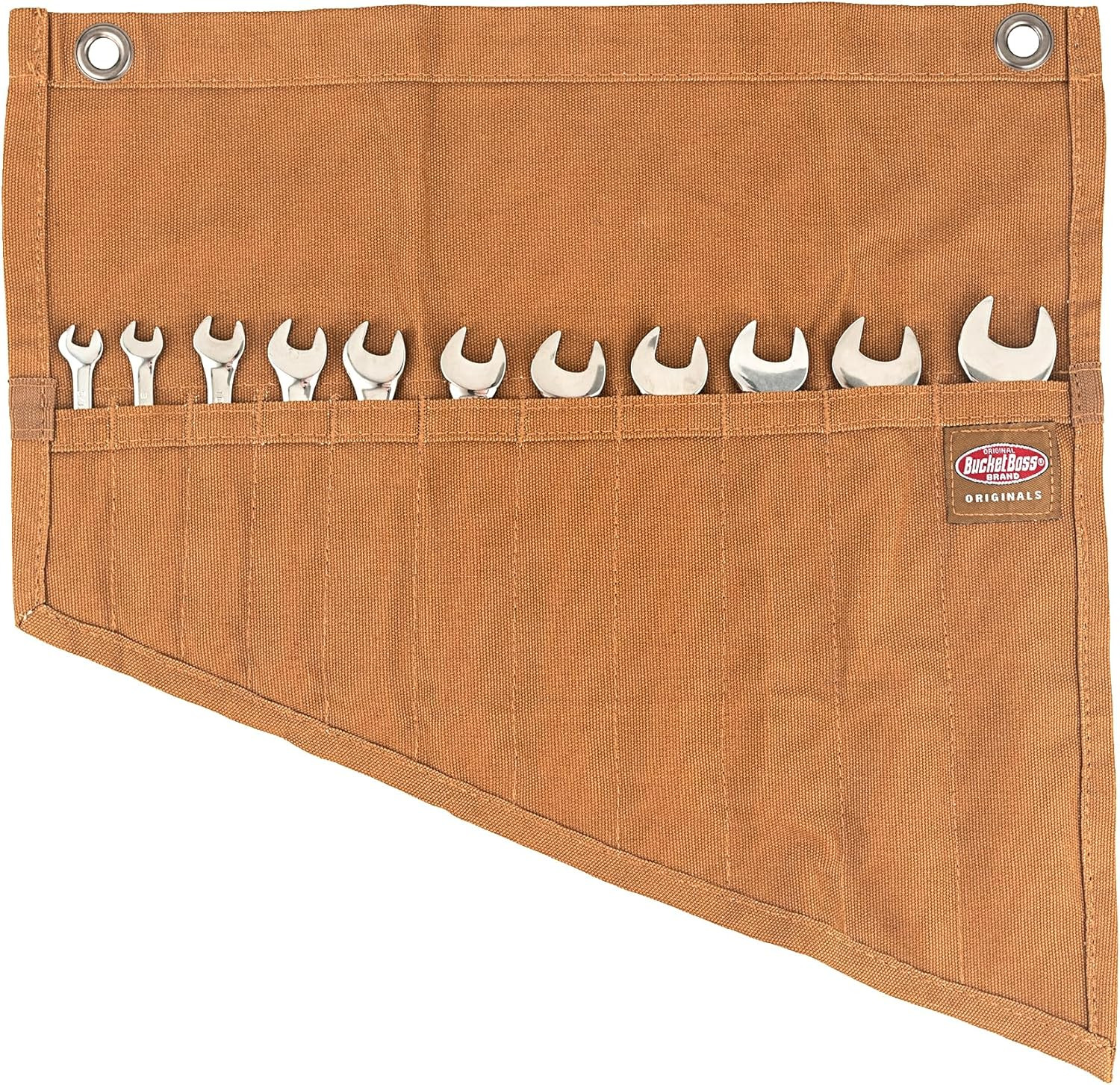Bucketboss 70003 Tool and Wrench Set Roll with 11 Pockets in Brown