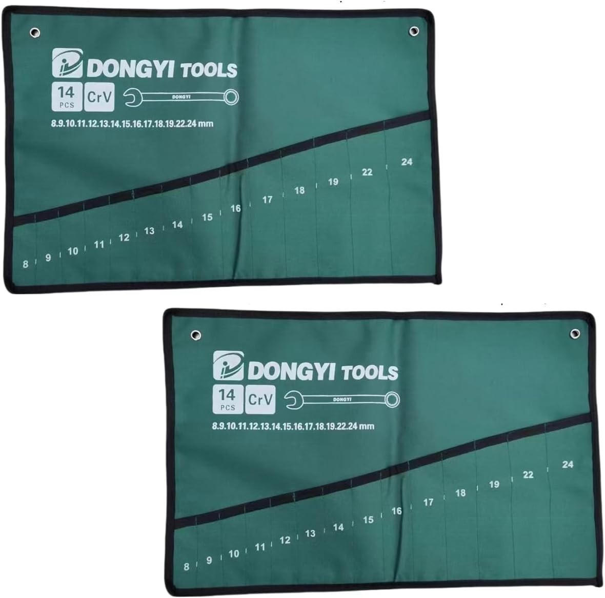 2 Pack Wrench Roll Up Pouch Wrench Set Roll Organizer 14 Pocket Slot Canvas T…