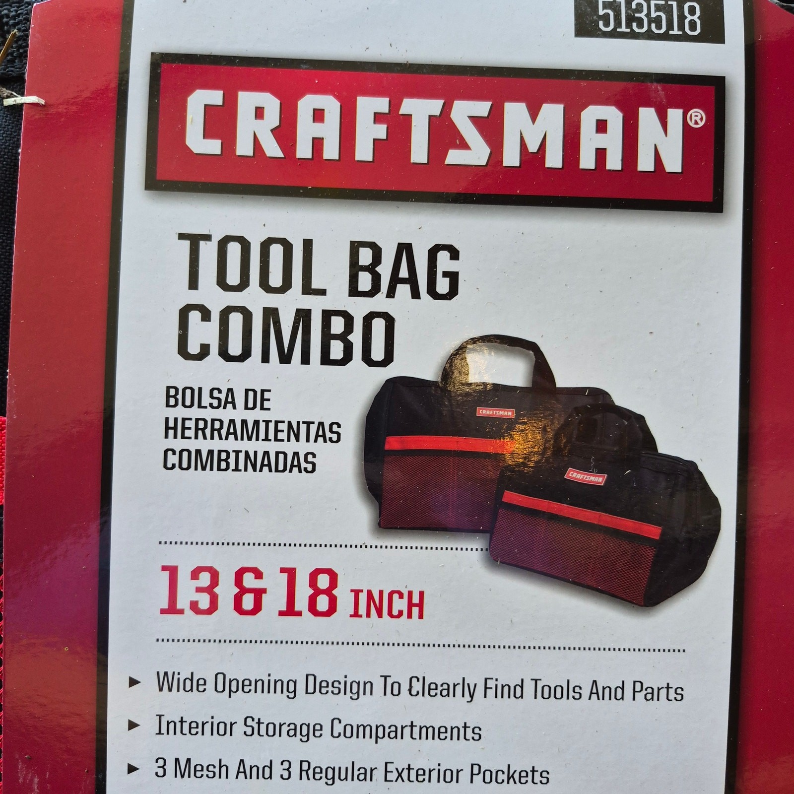 NEW Craftsman 13-inch and 18-inch Zippered Tool Bag Combo in black and red